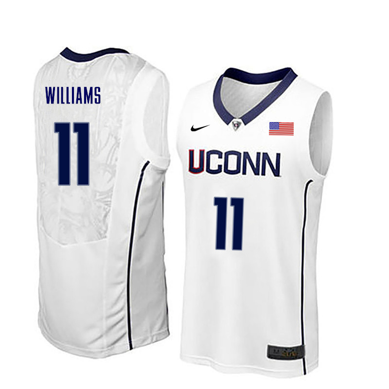 Men Uconn Huskies #11 Kwintin Williams College Basketball Jerseys-White